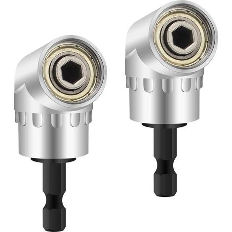 2 Pièce Perceuses à Angle Droit Adaptateur coudé Pilote et Tournevis Drill Attachment Avec Porte-Embout Magnétique Changement Rapide Hex 6mm de 1/4- inch Perceuse (1/5)
