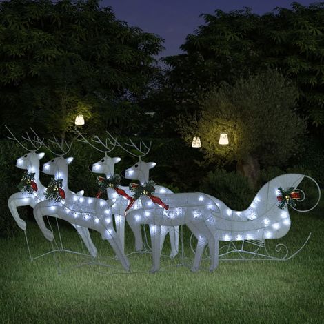 Déco de Noël - Décoration de Noël Renne et traîneau 100 LED extérieur blanc -WYW41777 (1/5)