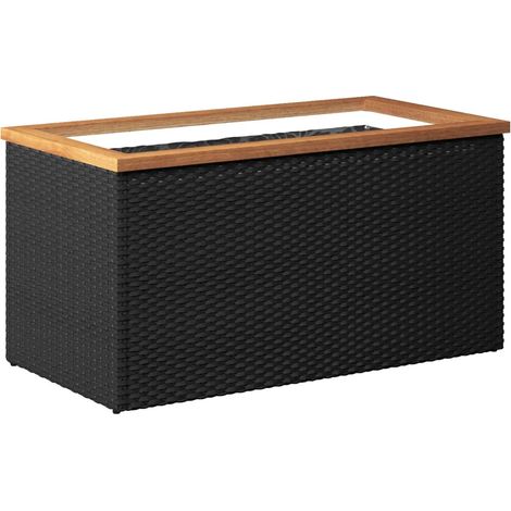Jardinière noire design moderne pour balcon jardin 80 x 40 x 40 cm en résine tressée noire
