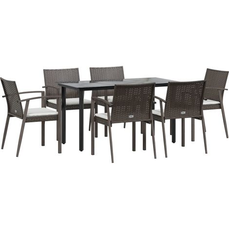 Set Pranzo da Giardino 7 pz con Cuscini in Polyrattan e Acciaio vidaXL (1/4)