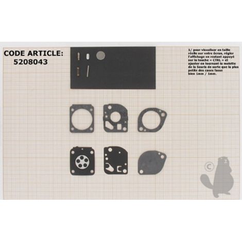 Kit réparation membranes joints carburateur ZAMA RB-165 - RB165