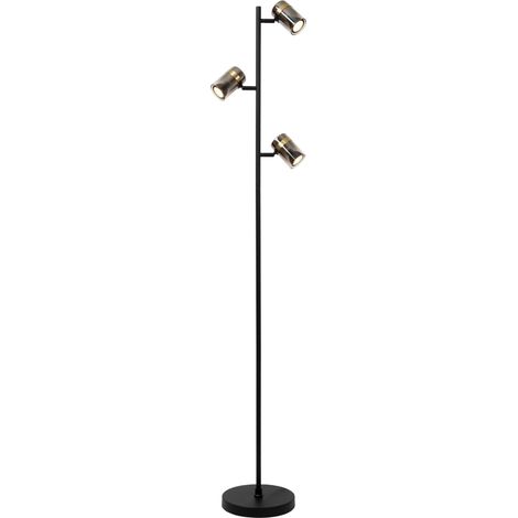 Lampadaire led 40w 3xgu10 verre fume et noir - lucide - upton