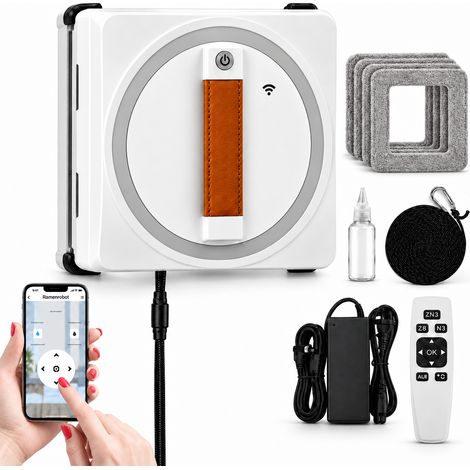 Zosudull - Robot laveur de vitres – 6 modes nettoyage – Sécurité antichute – Télécommande IR – Kit accessoires prêt à l'emploi (1/5)