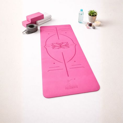 Tappetino bicolore da donna per yoga, pilates, fitness, con linee di orientamento, antiscivolo (1/5)