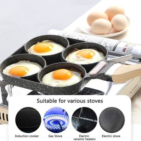 Poêle à omelette - 4 trous - Antiadhésif - Alliage d'aluminium - Compatible induction (1/4)