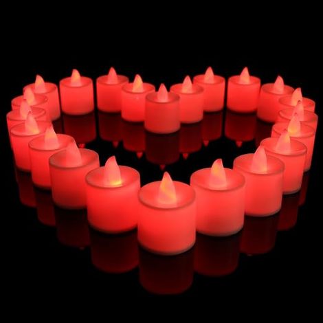 Lot de 24 bougies LED à piles, sans flamme, réalistes et lumineuses, pour décoration de table, fête, anniversaire, mariage, Noël (1/4)