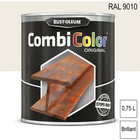 Peinture fer CombiColor Original RAL 9010 Blanc pur brillant 750ml RUST-OLEUM