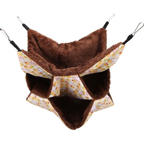Hamac chaud à trois couches pour petit animal de compagnie, lit suspendu, sac de couchage pour Hamster, planeur de sucre, écureuils, jaune (1/5)