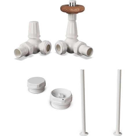 Derry Traditional - Thermostatic Radiator Valve & Installation Kit - White Corner 15mm
