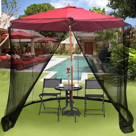 MOUSTIQUAIRE DE CAMPING Moustiquaire parasol translucide Moustiquaire de table Voile Eté Arceau Crochet En plein air 300cm X 220cm (1/4)
