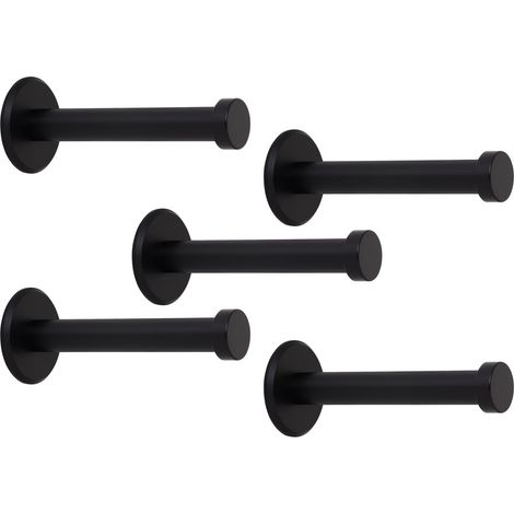 SOTECH Garderobenhaken TALEA (Ø 10 / 15 mm) Edelstahl massiv inkl. Befestigungsmaterial, schwarz eloxiert (Länge 70 mm, Gesamtlänge 73 mm), 5 x Wandhaken