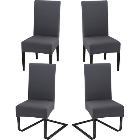Stuhlhussen 4er Set Dunkelgrau, Stretch Hussen für Schwingstühle, Waschbar (1/5)
