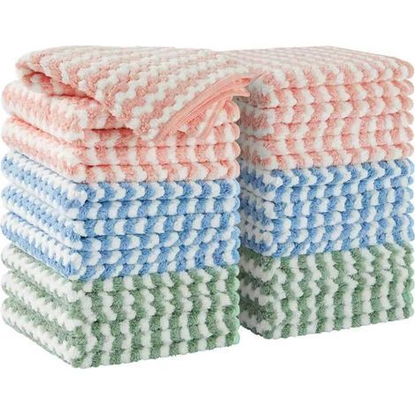 Microfiber Cleaning Cloth, Absorbent Microfiber Towel and Kitchen Cloth, Lint-Free, Reusable and Washable, 18-Piece Set, Size 18.5 × 28.5 cm (1/5)