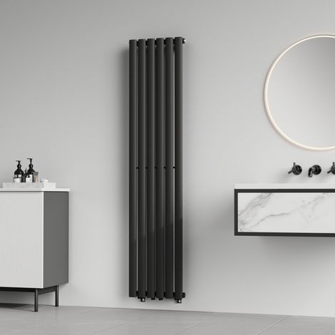 Termosifone Nore ad Acqua Calda Pannello Singolo con Elementi Tubolari 160 x 36 cm Nero [neu.haus] (1/5)