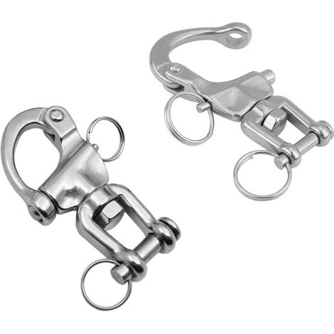 2 Pièces Mousqueton Pivotant à Emerillon, Mousqueton pivotant INOX Accessoires, Mousqueton Pivotant à Emerillon, Manille Pivotante en Acier Inoxydable, pour Drisse De Voilier Bateaux(70mm)