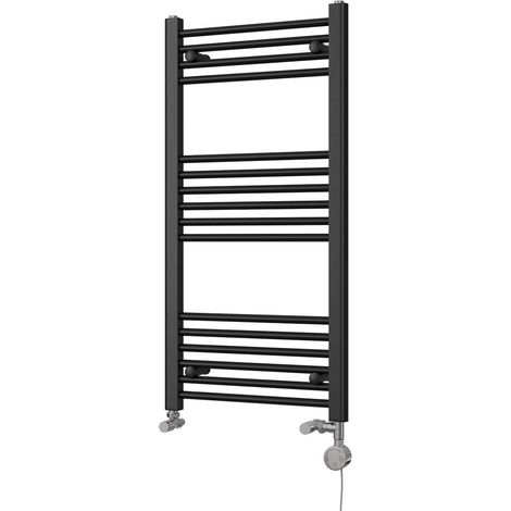 Zennor - Black Dual Fuel Towel Rail H1000mm x W500mm Thermostatic - Straight (1/3)