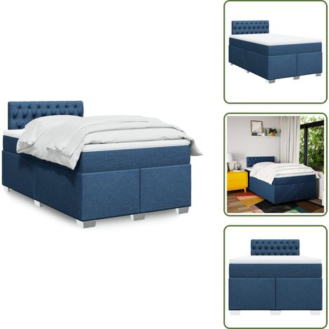 Boxspringbett mit Matratze Blau 120x200 cm Stoff - Boxspringbett - Boxspringbetten - Bett - Bett Mit Stauraum (1/5)
