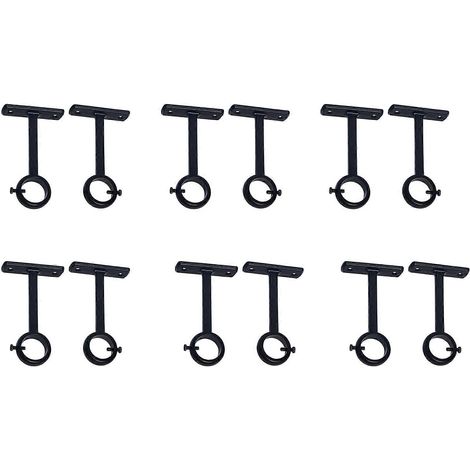 Supports de tringle à rideaux à fixation plafond, supports de plafond robustes pour tringles à rideaux de 2,5 cm (paquet de 12, noirs) - JBMEDIA (1/4)