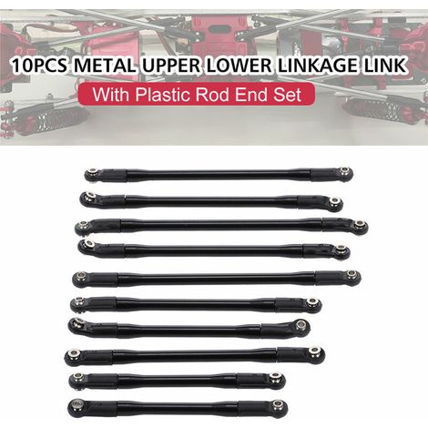 Green Mobility-10 pieces Lien de tringlerie inferieure superieure en metal avec embout de tige en plastique pour 1/10 AXIAL SCX10II 90046 90047 RC Crawler Car, modele: Noir modele:Noir (1/5)