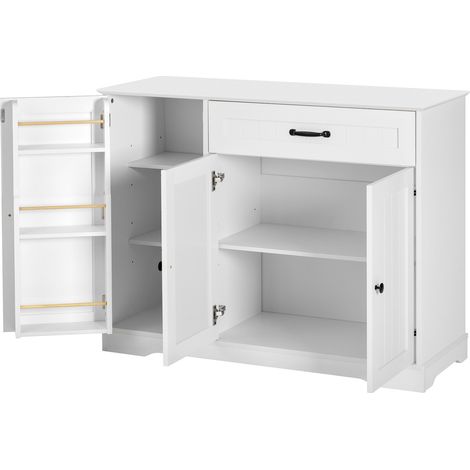 Buffet moderne blanc avec 3 portes et 1 tiroir, meuble de rangement pour salon, salle à manger et entrée (1/5)