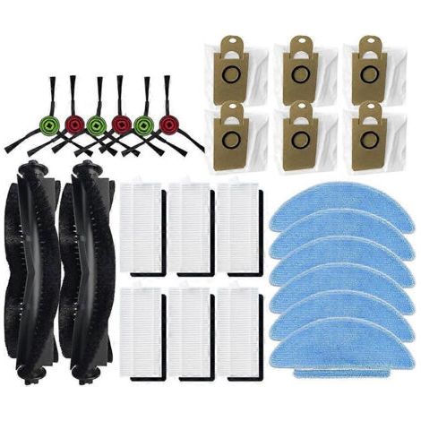 LAN Pièces de rechange pour aspirateurs robots iLife T10s : brosse latérale principale, filtre HEPA, chiffon de nettoyage, sac à poussière. (1/5)
