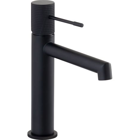 Collection, mitigeur de lavabo, robinet de salle de bains, idéalement conçu pour lavabo suspendu, noir mat, KADIA M (1/4)