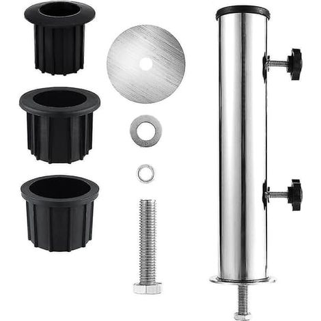 Ecleanfy - Ensemble de tubes pour pied de parasol, ensemble de tubes d'insertion pour pied de parasol d'extérieur, adapté au jardin (argent noir) - Parfait (1/5)