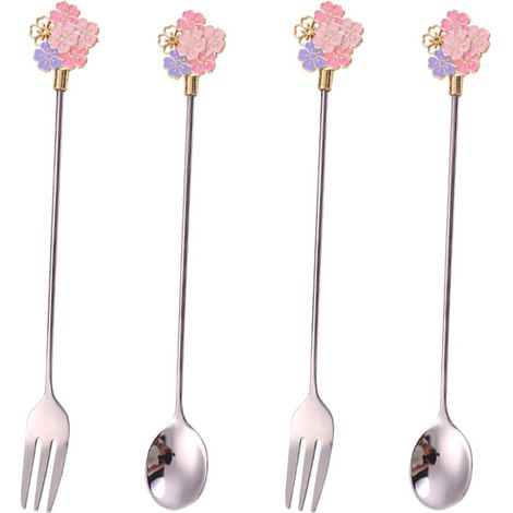 Couverts En Acier Inoxydable - Fourchettes Et Cuillères À Soupe - Pour Table De Cuisine Et Salle À Manger - Lot De 4 Pièces (1/5)