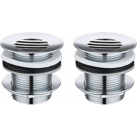 2 Bondes Lavabo 60mm Laiton Design Chromé, Écoulement libre pour salle bain cuisine (1/5)