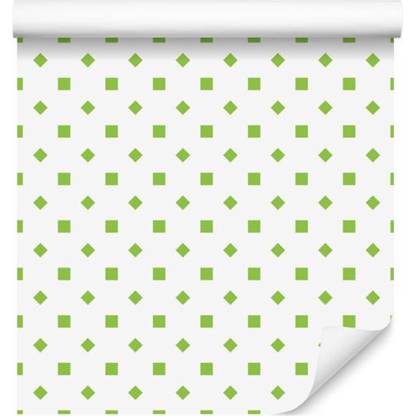 Papier peint à pois blancs et vert citron pour salon et chambre 50x1000 cm (1/5)