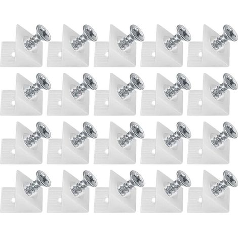 20 Pièces Cales en Plastique pour Meuble Tiroir, Équerre De Fixation, Connecteur Arrière Stabilisateurs, Fond de Tiroir Connecteur avec Vis, pour Réparer Affaissement Étagère Meuble