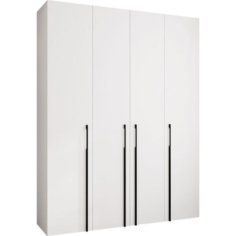 Armario Hartford 570, Blanco, 246x190x52cm, Puertas de armario: Con bisagras, Número de estantes: 12 (1/5)