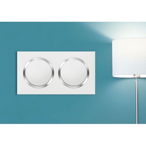 LEGRAND - Plaque carrée dooxie 2 postes finition blanc mat avec bague effet chrome