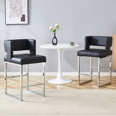 Barhocker-Set 2er, Schwarz und Silber, PU-Sitz, 91,4 cm HAVRYA (1/5)