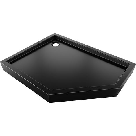 Mexen Flow+ piatto doccia pentagonale sinistro 90 x 80 cm, nero opaco - 46P708090LH (1/5)