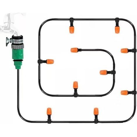 Système d'irrigation Jardin, Micro Drip System d'irrigation de Jardin à Pelouse Micro Irrigation Goutte à Goutte Kit, Serre en Micro-Irrigation, 10 m (1/4)