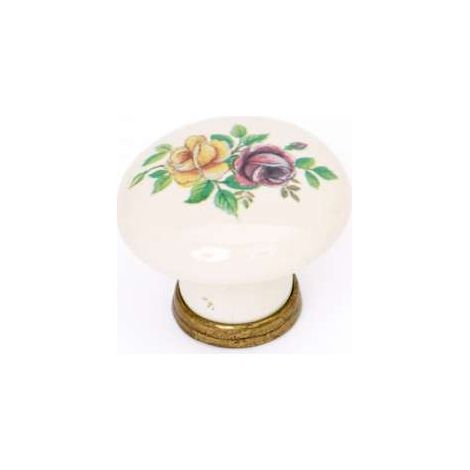 Pomolo rose in porcellana finitura bronzo/bianco 30 mm
