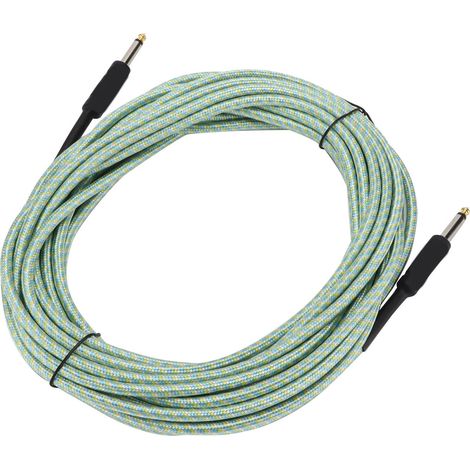 Câble instrument de musique blindé tressé, fiche nickelée, cordon guitare basse 10 mètres, vert, connexion jack professionnelle (1/5)