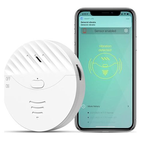 QORVA-Alarme WiFi pour portes et fenêtres : alarme intelligente pour fenêtres, capteurs de vibrations avec alarme de 130 dB et alertes via application gratuite, capteur d’alarme de sécurité enfant pou