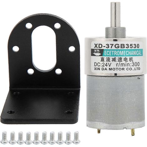24V Gleichstrommotor XD37GB3530, kompaktes Mikrogetriebe, hohes Drehmoment, niedrige Drehzahl 300 U/min, Permanentmagnet, Halterung im Lieferumfang enthalten, für industrielle Anwendungen und Heimwerk (1/4)