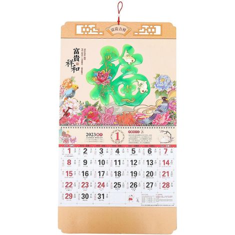 Hasen-Jahr-Dekorationskalender, Hängekalender, Heimdekoration-76X42CM-Green (1/2)