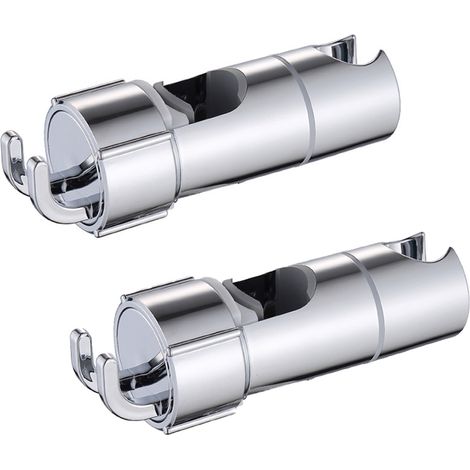 Soporte de ducha cromado ajustable con 2 ganchos para barra de ducha de 18-25 mm, soporte de ducha de pared ABS