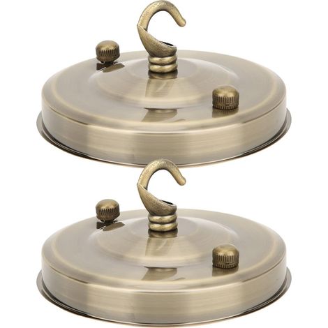 2 Pièces Rosace de Plafond, Crochet de Plafond pour Suspension Plaque de Plafond Vintage Lustre avec Vis Correspondantes Accessoires de Suspension Polyvalente(Bronze)