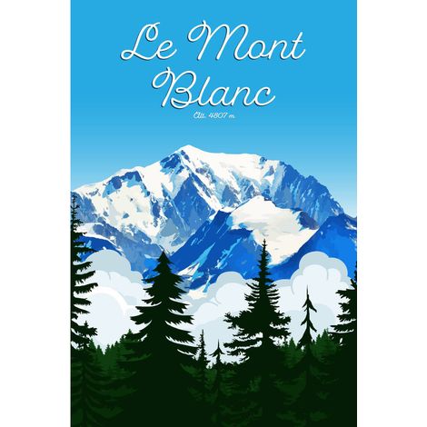 Tableau sur toile illustration Mont Blanc 30x45 cm - Impression sur Toile Murale Décorative - Image imprimée en HD sur Toile - Toile sur Châssis en Bois FSC - Fabriqué en France (1/5)