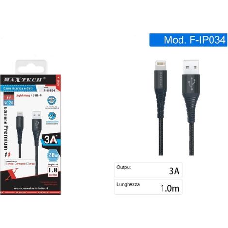Trade Shop - LIGHTNING USB-LADEKABEL 1 MT LADEN DATENÜBERTRAGUNG 3A IPHONE F-IP034 - (1/5)