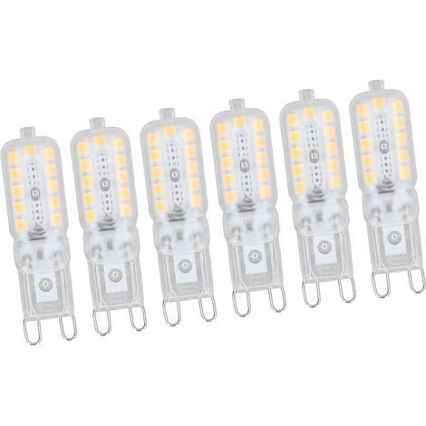 Lot de 6 ampoules LED G9 5W, 22 LED, intensité variable, blanc naturel, 220-240V, avec couvercle transparent. (1/5)