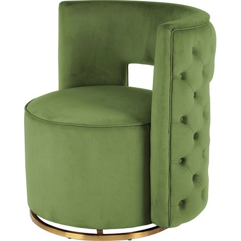 Fauteuil pivotant en velours pistache et or glamour - Vert pistache et or doré (1/5)
