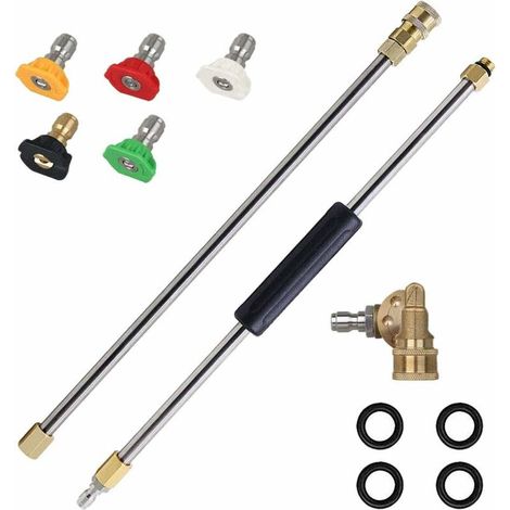 Wand High Pressure Washer Spray Extension with 5 Spray Nozzle Tips 1 Swivel Coupler, 4000 PSI Pressure Washer Cleaning Accessories Cleaning Set Gutter Tool (1/5)