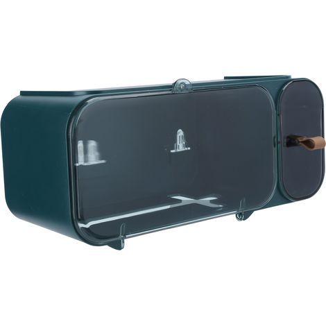 Porte-papier toilette mural étanche, boîte de rangement pour rouleau de papier toilette, boîte à mouchoirs, pour salle de bain, rectangulaire, vert (1/5)