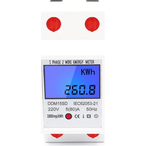 BUNTHAUS Csparkv – Compteur ferroviaire multifonction monophasé – Simple tarif – Écran LCD rétroéclairé – Intensité maximum 80A/220V – Affichage consommation kWh (1/4)